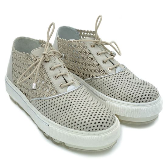 Полуботинки Mara бежевые комбинация кожи и текстиля - фото 7, 