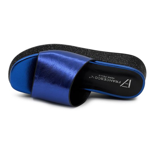 Шлепанцы Francesco V синие кожаные со стразами - фото 5, T117 FV BLU