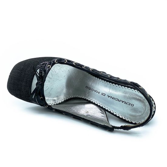 Босоножки Gerardino di Maggio черные комбинация кожи и текстиля - фото 4, 