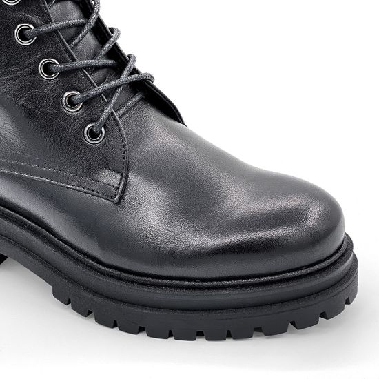 Ботинки Cover черные кожаные МЕХ - фото 5, 