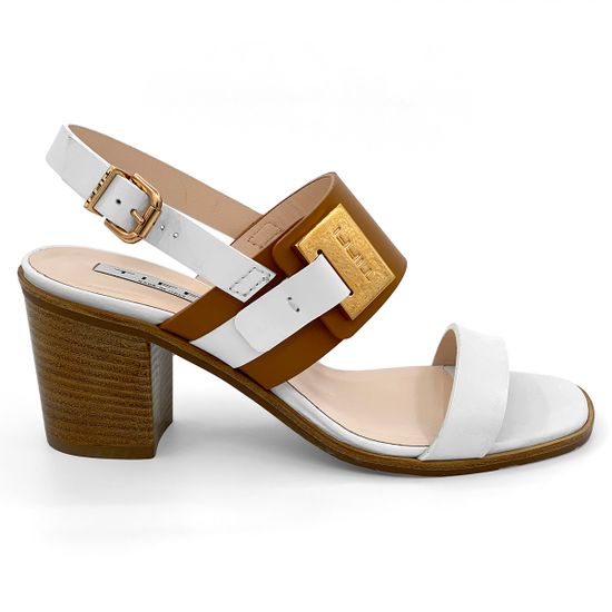 Босоножки Tiffi бело-коричневые кожаные - фото 1, P351/50C TI