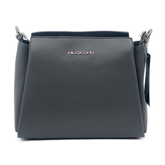 Сумка Di Gregorio серая кожаная - фото 1, 8862 DG GRIGIO