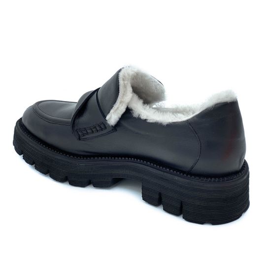 Лоферы Tuffoni черные кожаные МЕХ - фото 3, 