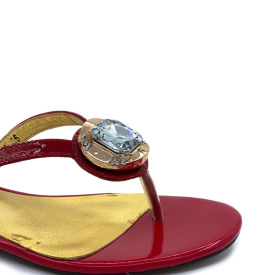 Вьетнамки Cover красные из лакированной кожи - фото 6, 