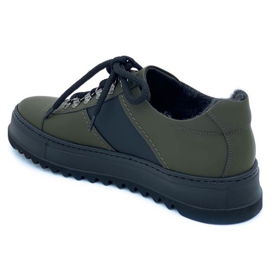 Кеды Giampieronicola черно-зеленые кожаные Байка - фото 3, 