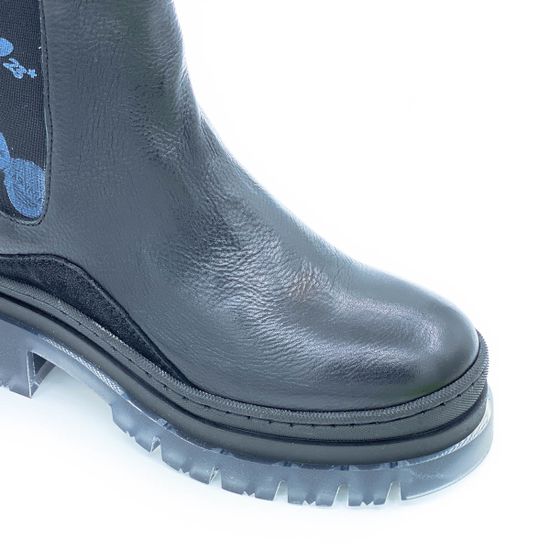 Ботинки челси Mimmu черные демисезонные комбинация кожи и замши - фото 5, E442E1 MIM NERO