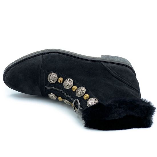 Ботинки Pertini черные замшевые МЕХ - фото 4, 192W16212D1 PRT