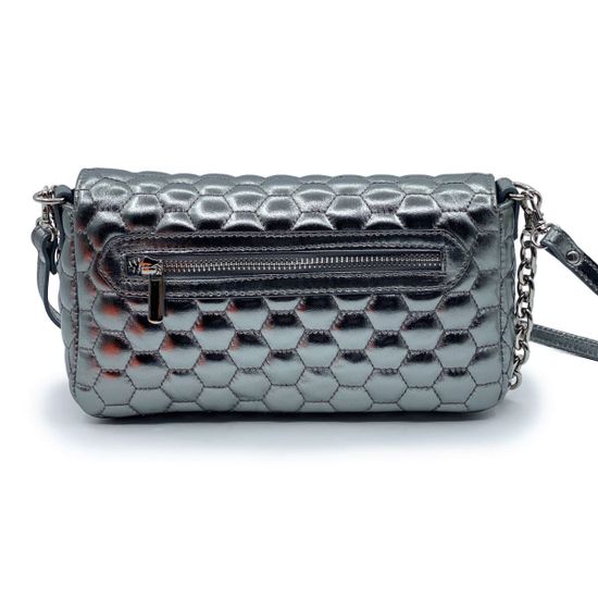 Клатч Marina Creazioni серебряного цвета кожаный - фото 3, 