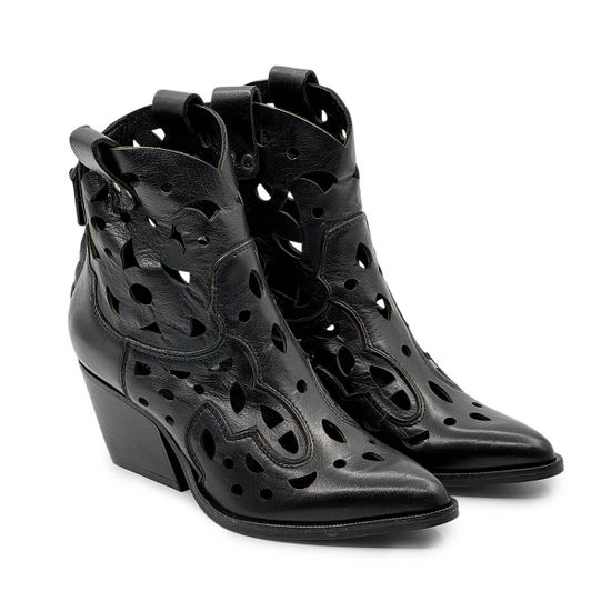 Ботинки казаки летние MIMMU черные кожаные - фото 8, M702M49 MIM NERO