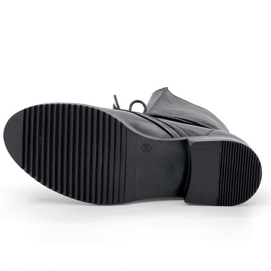 Ботинки Cover черные кожаные МЕХ - фото 4, 5932-2 COV