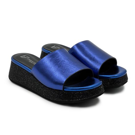 Шлепанцы Francesco V синие кожаные со стразами - фото 7, T117 FV BLU