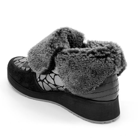 Ботинки Marzetti черно-серебряные замшевые МЕХ - фото 4, D70745M02 MZ