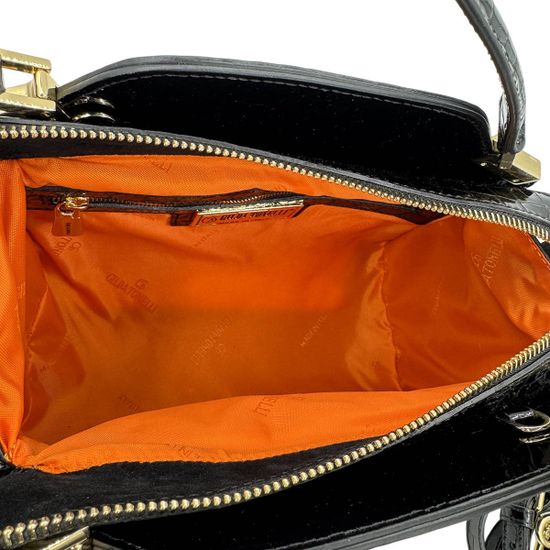 Сумка Gilda Tonelli черная лакированная тиснение &quot;крокодил&quot; - фото 5, 