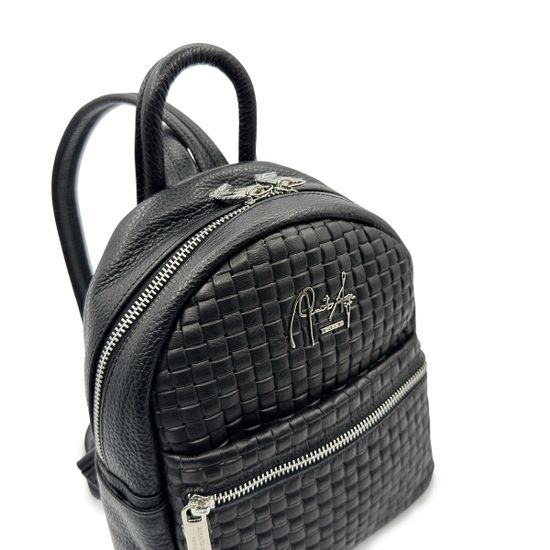 Рюкзак Renato Angi черный кожаный с плетением - фото 4, 3350117 RA NERO