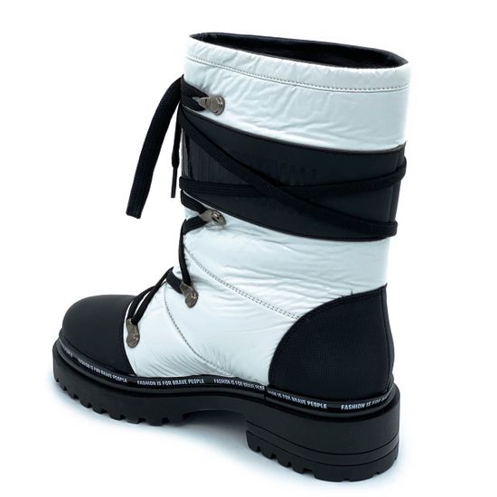 Ботинки Jeannot черно-белые МЕХ текстиль - фото 3, 70285(917) JN