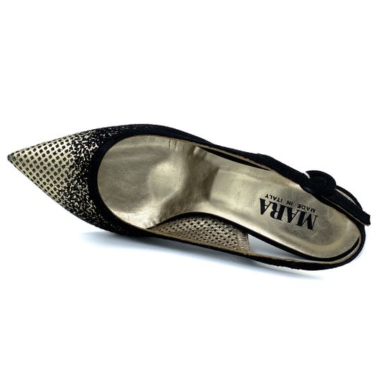 Босоножки Mara черно/золотые кожаные - фото 5, 