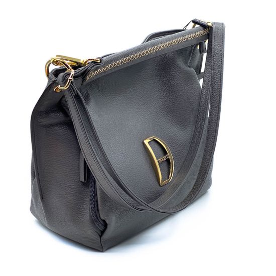 Сумка Di Gregorio серая кожаная - фото 2, 