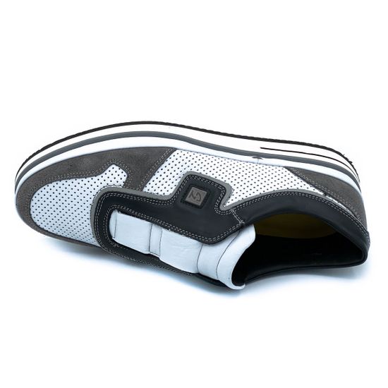 Кроссовки Giampieronicola бело-серые комбинация кожи и нубука - фото 5, A33879 GPN