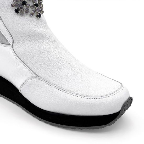 Ботинки Marzetti белые кожаные МЕХ - фото 6, 
