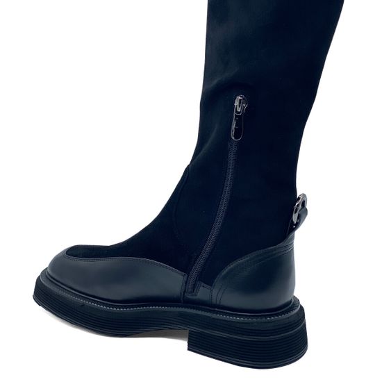 Ботфорты стрейч Tuffoni черные замша/кожа на меху - фото 6, 1723020VE TUF