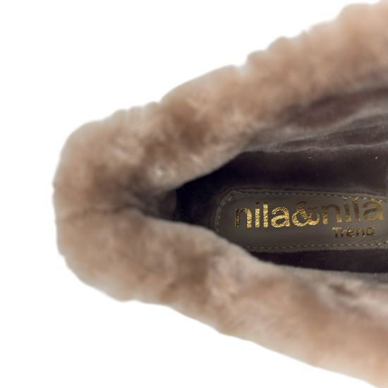 Кроссовки NILA&amp;NILA бежевые кожаные на меху &quot;зебра&quot; - фото 8, NO9009M NIL BEIGE