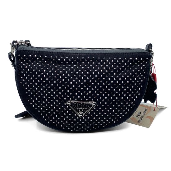 Сумка кросс-боди полумесяц Marina Creazioni черная кожаная - фото 1, B6522 MC NERO