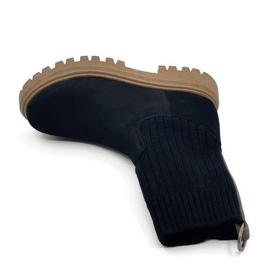 Ботинки Nila Nila черные кожаные на меху на бежевой подошве - фото 5, ZN26285M NIL NERO BEIGE