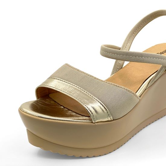 Босоножки Zamagni золотые текстильные с кожаными вставками - фото 6, Z470 ZAM ORO