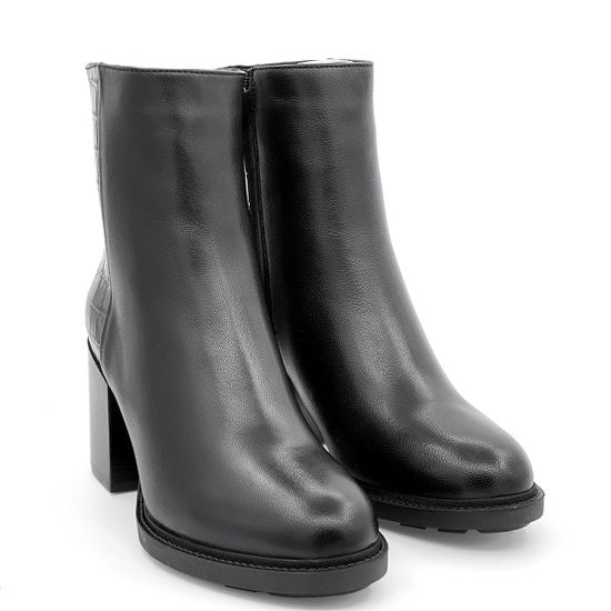 Ботинки Cover черные кожаные МЕХ тиснение под крокодила - фото 7, 751919-2 COV