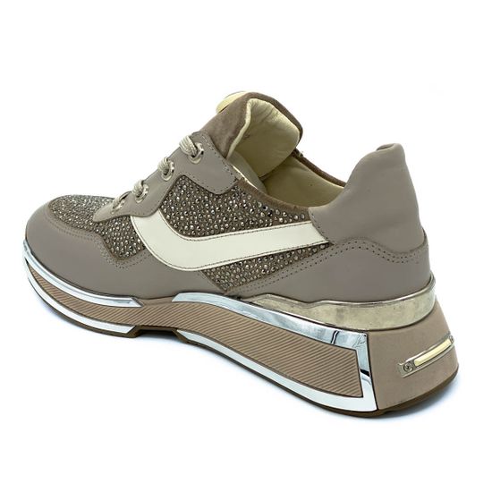 Кроссовки Nila&amp;Nila бежевые комбинация кожи и замши демисезонные - фото 3, 