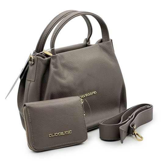 Сумка Di Gregorio светло-серая кожаная - фото 2,