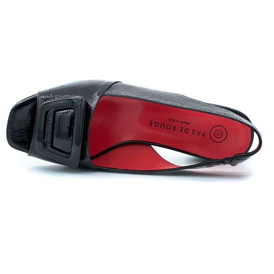 Босоножки Pas de Rouge лаковые на низком каблучке - фото 5, 