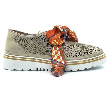 Полуботинки женские Lab Milano из перфорированной кожи бежевого цвета - фото 1, 97202-2 LAB