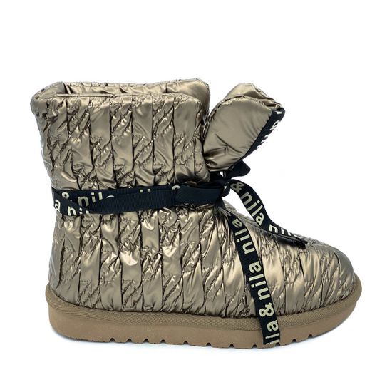 Ботинки Nila&amp;Nila золотые текстиль МЕХ - фото 1, 