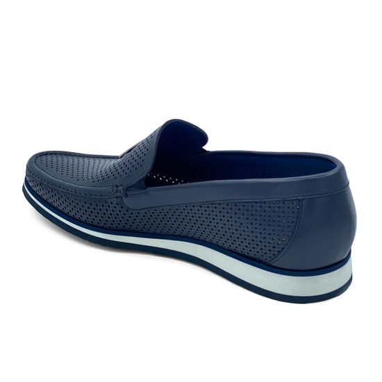 Туфли Mario Bruni с перфорацией кожаные синие - фото 3, 