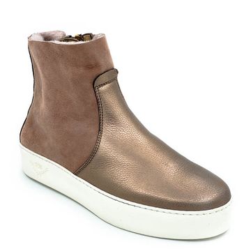 Ботинки Marzetti розово-бронзовые кожаные МЕХ - фото 2, 7853MD03 MZ