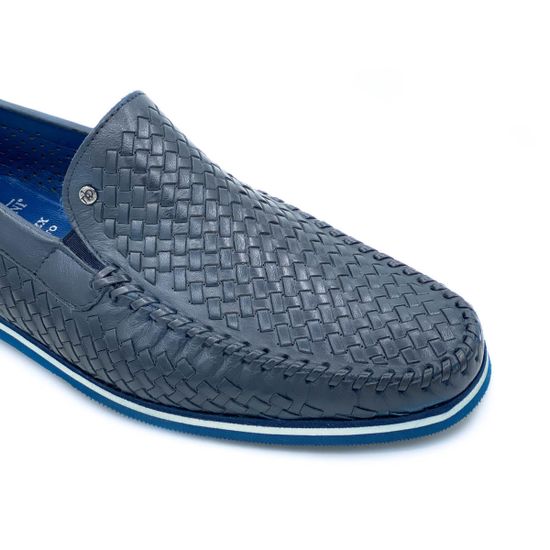 Туфли Mario Bruni синие кожаные плетеные - фото 6, 