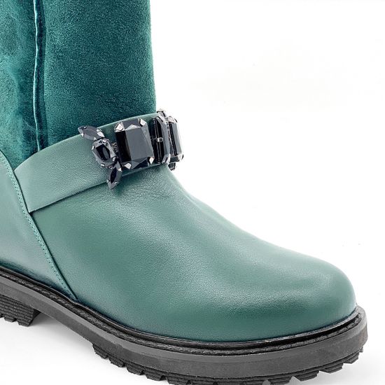 Полусапоги Lab Milano зеленые МЕХ комбинация кожи и замши - фото 5, R6689 LAB