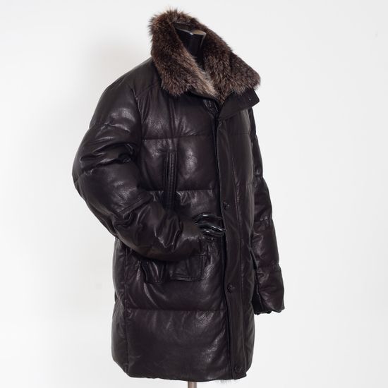 Куртка мужская Galotti зимняя из натуральной кожи черного цвета - фото 2,