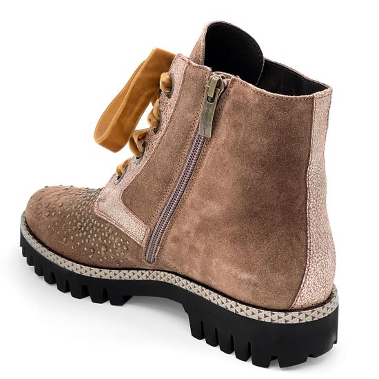 Ботинки Marzetti коричневые замшевые МЕХ стразы - фото 3, 