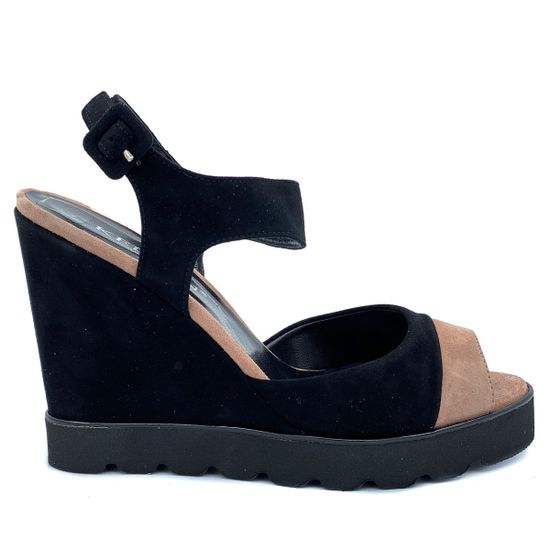 Босоножки Kelton черно-розовые замшевые - фото 1, 