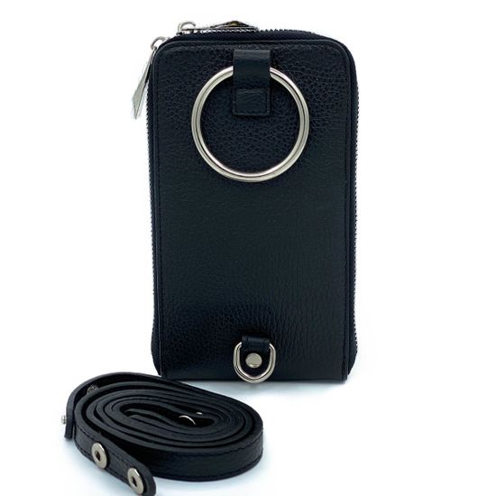 Мини-клатч Renato Angi черный кожаный - фото 2, 