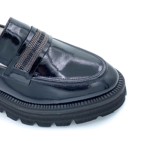 Лоферы Tuffoni черные из лакированной кожи МЕХ - фото 6, 