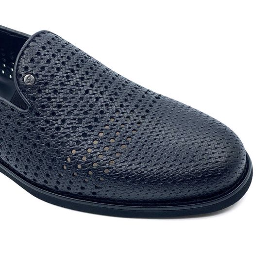 Туфли летние Giampieronicola черные кожаные с перфорацией - фото 6, 