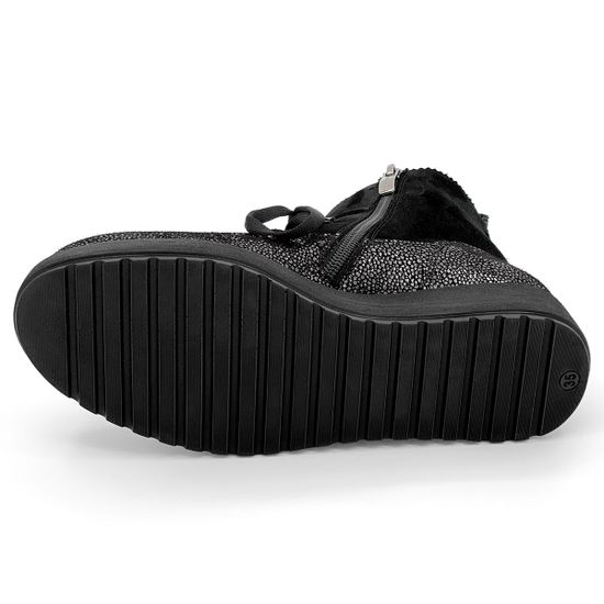 Ботинки Marzetti черно-серебряные замшевые МЕХ - фото 4, 