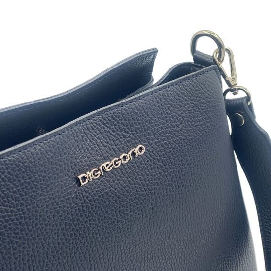 Сумка Di Gregorio темно-синяя кожаная - фото 4, 