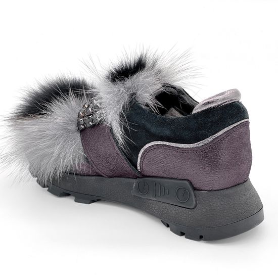 Ботинки Lab Milano черные МЕХ комбинация кожи и замши - фото 3, C86102 LAB