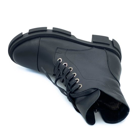 Ботинки Cover черные кожаные МЕХ - фото 5, 