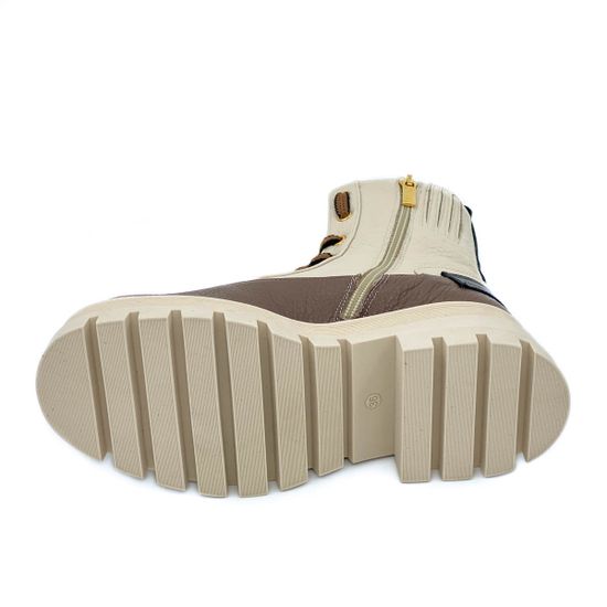 Ботинки Ilasio Renzoni бежевые кожаные МЕХ - фото 4, 