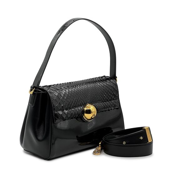 Сумка Valentino Orlandi черная лакированная из питона - фото 2, 7724 VO NERO